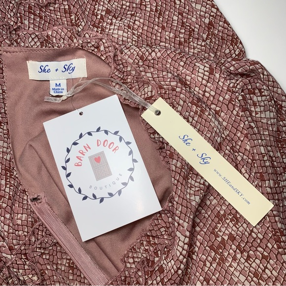 SEE NEW LISTING NWT She + Sky Pink Snake Print Ruffle Dress - Picture 16 of 16